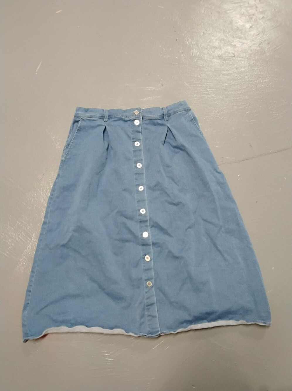 Tronjori Light Blue Button-Front Midi Skirt